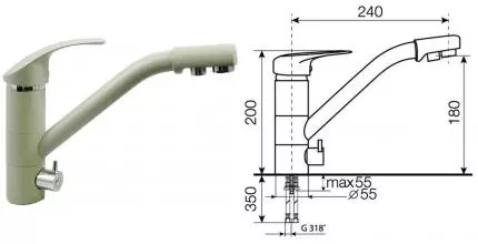 Смеситель для кухни с подключением к фильтру «Lava» SG05 SAH sahara Смеситель для кухни с подключением к фильтру «Lava» SG05 SAH sahara