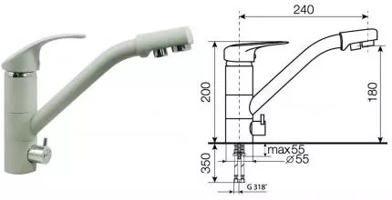 Смеситель для кухни с подключением к фильтру «Lava» SG05 SCA scandic Смеситель для кухни с подключением к фильтру «Lava» SG05 SCA scandic