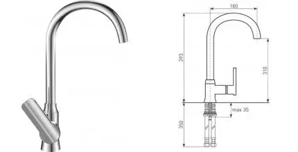 Смеситель для кухонной мойки «Lava» SG07 CR crome Смеситель для кухонной мойки «Lava» SG07 CR crome