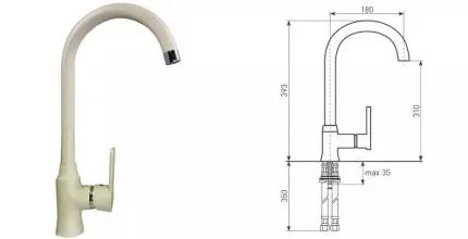 Смеситель для кухонной мойки «Lava» SG07 DUN dune Смеситель для кухонной мойки «Lava» SG07 DUN dune