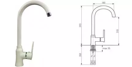 Смеситель для кухонной мойки «Lava» SG07 VNL vanilla Смеситель для кухонной мойки «Lava» SG07 VNL vanilla
