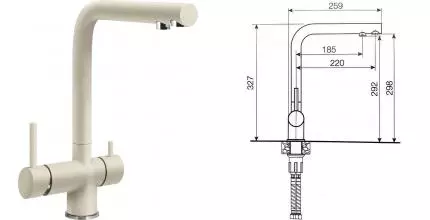 Смеситель для кухни с подключением к фильтру «Lava» SG14 CRE crema Смеситель для кухни с подключением к фильтру «Lava» SG14 CRE crema