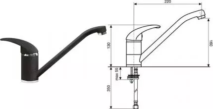 Смеситель для кухонной мойки «Lava» WEB WE 0900 BAS basalt Смеситель для кухонной мойки «Lava» WEB WE 0900 BAS basalt