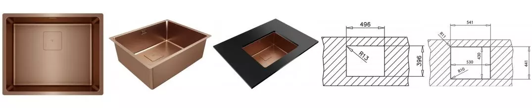 Мойка для кухни «Teka» Flexlinea RS15 50.40 PVD Copper 54/44 нержавеющая сталь медь