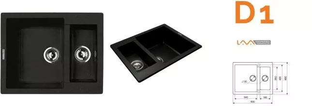 Мойка для кухни «Lava» D1.LAV 60/49 искусственный камень lava универсальная