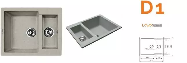 Мойка для кухни «Lava» D1.SCA 60/49 искусственный камень scandic универсальная