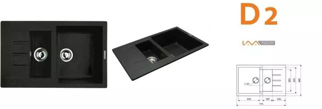 Мойка для кухни «Lava» D2.LAV 78/50 искусственный камень lava универсальная Мойка для кухни «Lava» D2.LAV 78/50 искусственный камень lava универсальная