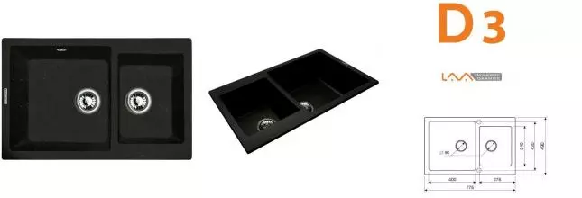 Мойка для кухни «Lava» D3.LAV 78/49 искусственный камень lava универсальная