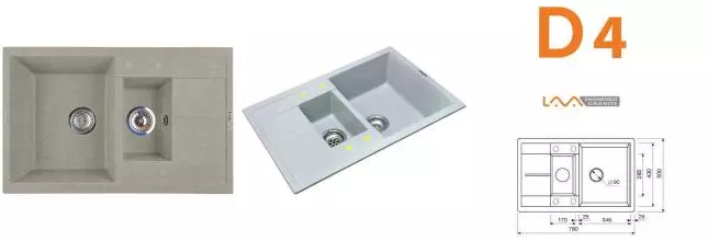 Мойка для кухни «Lava» D4.SCA 78/50 искусственный камень scandic универсальная Мойка для кухни «Lava» D4.SCA 78/50 искусственный камень scandic универсальная