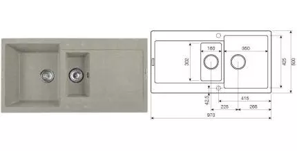 Мойка для кухни «Lava» D5.SCA 97/50 искусственный камень scandic универсальная