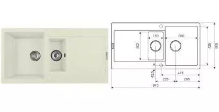 Мойка для кухни «Lava» D5.VNL 97/50 искусственный камень vanilla универсальная