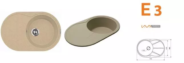 Мойка для кухни «Lava» E3.DUN 77/50 искусственный камень dune универсальная