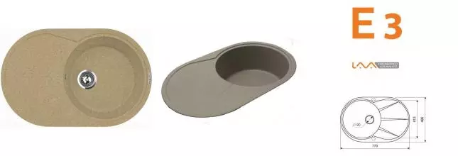 Мойка для кухни «Lava» E3.SAH 77/50 искусственный камень sahara универсальная