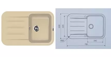 Мойка для кухни «Lava» L11.CAM 78/50 искусственный камень camel Мойка для кухни «Lava» L11.CAM 78/50 искусственный камень camel