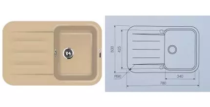 Мойка для кухни «Lava» L11.DUN 78/50 искусственный камень dune Мойка для кухни «Lava» L11.DUN 78/50 искусственный камень dune