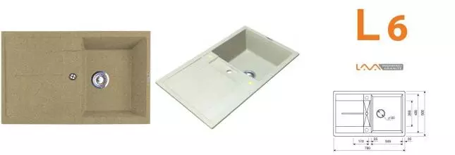 Мойка для кухни «Lava» L6.SAH 78/50 искусственный камень sahara универсальная