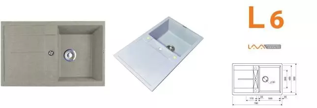 Мойка для кухни «Lava» L6.SCA 78/50 искусственный камень scandic универсальная