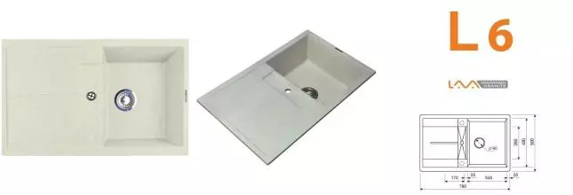Мойка для кухни «Lava» L6.VNL 78/50 искусственный камень vanilla универсальная
