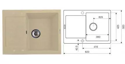 Мойка для кухни «Lava» L7.CAM 62/50 искусственный камень camel Мойка для кухни «Lava» L7.CAM 62/50 искусственный камень camel