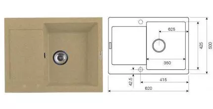 Мойка для кухни «Lava» L7.SAH 62/50 искусственный камень sahara Мойка для кухни «Lava» L7.SAH 62/50 искусственный камень sahara