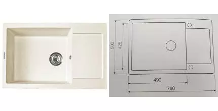 Мойка для кухни «Lava» L8.CRE 78/50 искусственный камень crema