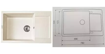 Мойка для кухни «Lava» L8.VNL 78/50 искусственный камень vanilla