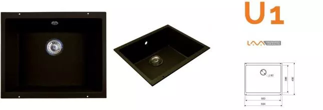 Мойка для кухни «Lava» U1.CFF 53/46 искусственный камень coffee Мойка для кухни «Lava» U1.CFF 53/46 искусственный камень coffee