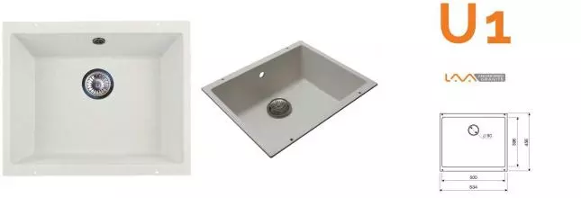 Мойка для кухни «Lava» U1.LAT 53/46 искусственный камень latte