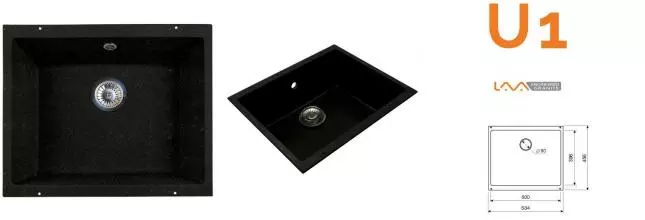 Мойка для кухни «Lava» U1.LAV 53/46 искусственный камень lava