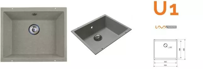Мойка для кухни «Lava» U1.SCA 53/46 искусственный камень scandic