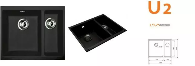 Мойка для кухни «Lava» U2.BAS 53/47 искусственный камень basalt