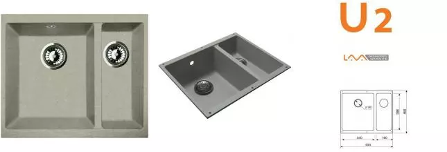 Мойка для кухни «Lava» U2.SCA 53/47 искусственный камень scandic