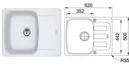 Мойка для кухни «Franke» Antea AZG 611-62 62/50 114.0537.776 искусственный камень белая Мойка для кухни «Franke» Antea AZG 611-62 62/50 114.0537.776 искусственный камень белая