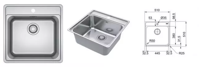 Мойка для кухни «Franke» Bell BCX 210-51 51/51 127.0688.779 нержавеющая сталь Мойка для кухни «Franke» Bell BCX 210-51 51/51 127.0688.779 нержавеющая сталь