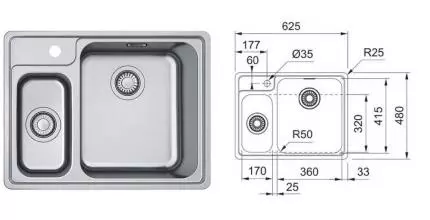 Мойка для кухни «Franke» Bell BCX 260 TL 62/48 127.0688.780 нержавеющая сталь Мойка для кухни «Franke» Bell BCX 260 TL 62/48 127.0688.780 нержавеющая сталь