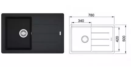 Мойка для кухни «Franke» Basis BFG 611-78 78/50 114.0661.640 искусственный камень чёрный