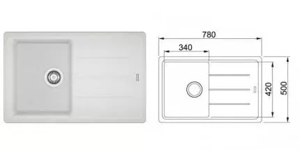 Мойка для кухни «Franke» Basis BFG 611-78 78/50 114.0275.955 искусственный камень белый
