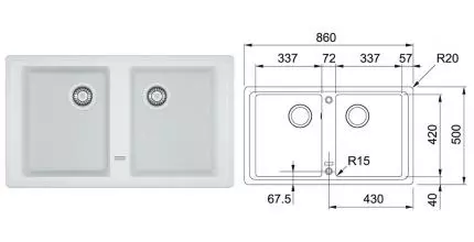 Мойка для кухни «Franke» Basis BFG 620-86 86/50 114.0276.152 искусственный камень белая Мойка для кухни «Franke» Basis BFG 620-86 86/50 114.0276.152 искусственный камень белая