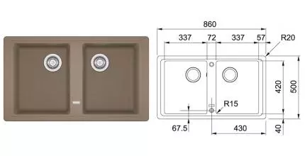 Мойка для кухни «Franke» Basis BFG 620-86 86/50 114.0490.337 искусственный камень миндаль Мойка для кухни «Franke» Basis BFG 620-86 86/50 114.0490.337 искусственный камень миндаль