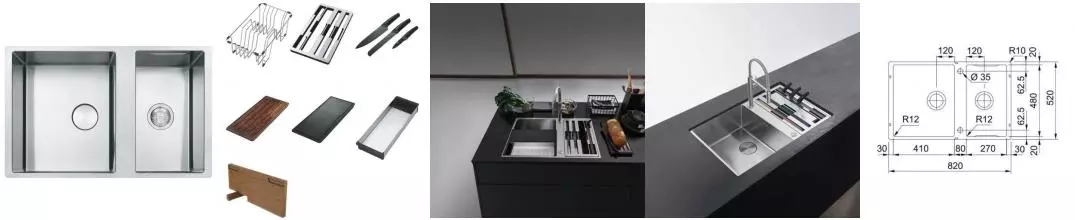 Мойка для кухни «Franke» Box BWX 82/52 120-41-27 122.0579.553 нержавеющая сталь Мойка для кухни «Franke» Box BWX 82/52 120-41-27 122.0579.553 нержавеющая сталь