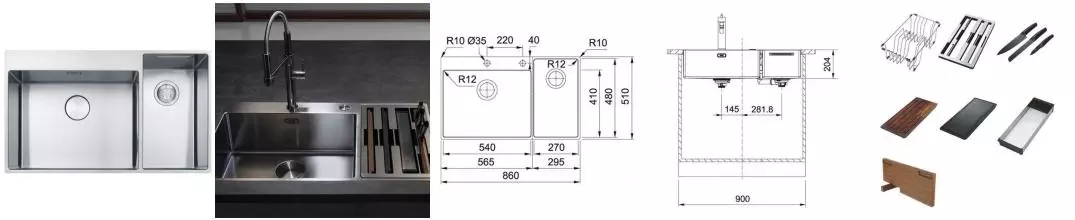 Мойка для кухни «Franke» Box BWX 86/51 220-54-27 TL нержавеющая сталь Мойка для кухни «Franke» Box BWX 86/51 220-54-27 TL нержавеющая сталь