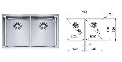 Мойка для кухни «Franke» Box BXX 74/45 220/120-34-34 127.0370.188 нержавеющая сталь