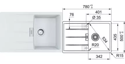 Мойка для кухни «Franke» Centro CNG 611/211-78 78/50 114.0639.683 искусственный камень белый