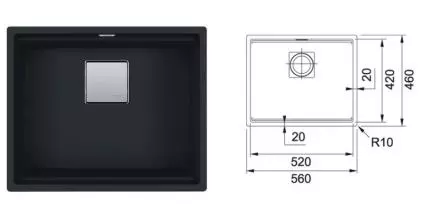 Мойка для кухни «Franke» Kubus 2 KNG 110-52 56/46 125.0696.195 искусственный камень черный матовый Мойка для кухни «Franke» Kubus 2 KNG 110-52 56/46 125.0696.195 искусственный камень черный матовый