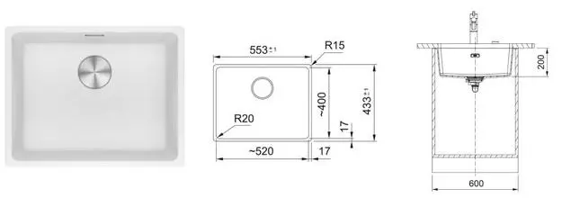 Мойка для кухни «Franke» Maris MRG 110-52 55/43 125.0696.176 искусственный камень белый