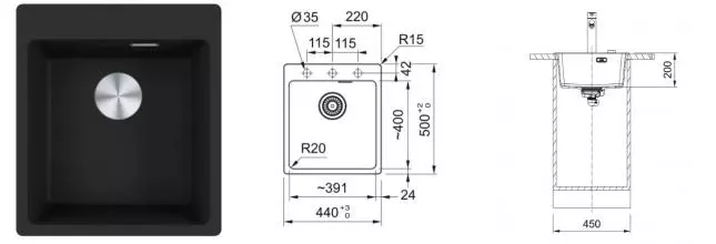 Мойка для кухни «Franke» Maris MRG 610-39 44/50 114.0696.191 искусственный камень черный матовый Мойка для кухни «Franke» Maris MRG 610-39 44/50 114.0696.191 искусственный камень черный матовый