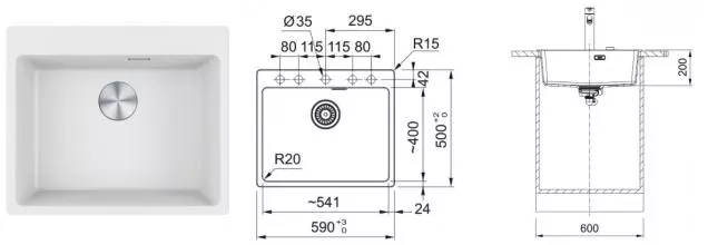 Мойка для кухни «Franke» Maris MRG 610-54 59/50 114.0696.193 искусственный камень белый Мойка для кухни «Franke» Maris MRG 610-54 59/50 114.0696.193 искусственный камень белый
