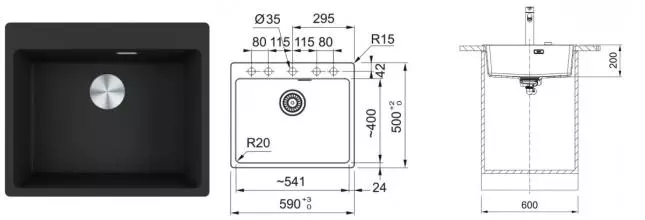 Мойка для кухни «Franke» Maris MRG 610-54 59/50 114.0696.194 искусственный камень черный матовый Мойка для кухни «Franke» Maris MRG 610-54 59/50 114.0696.194 искусственный камень черный матовый