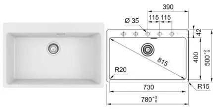 Мойка для кухни «Franke» Maris MRG 610-73 78/50 114.0661.706 искусственный камень белый Мойка для кухни «Franke» Maris MRG 610-73 78/50 114.0661.706 искусственный камень белый