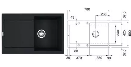 Мойка для кухни «Franke» Maris MRG 611-78 78/50 114.0630.781 искусственный камень черный матовый Мойка для кухни «Franke» Maris MRG 611-78 78/50 114.0630.781 искусственный камень черный матовый